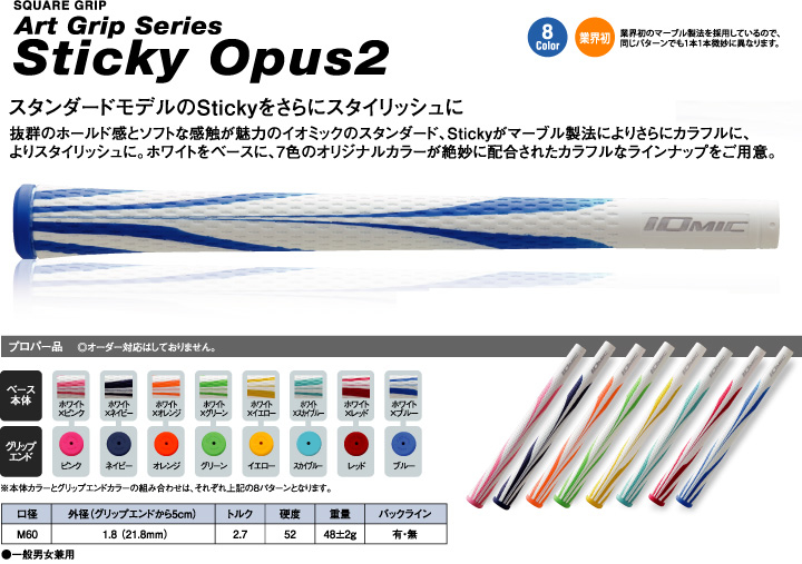 IOMIC(イオミック) ゴルフグリップ Sticky MID Recycle Grip Series ベース:スカイブルー エンド:ブラック M60 tf8su2k